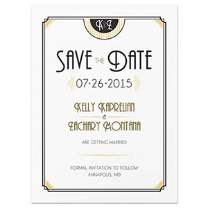10 x Handmade Personalised Save the Date Evening Cards Vintage Art Deco 