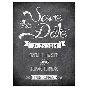 Chalkboard White Personalized Wedding Save The Date Cards 