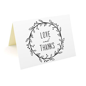 Black & White Swirl Deco Personalized Wedding Thank You Cards 