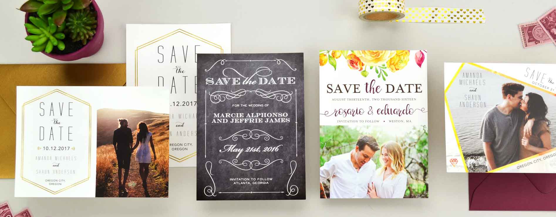 Personalised Photo Wedding Save the Date Cards x 12 with envelopes H1125 