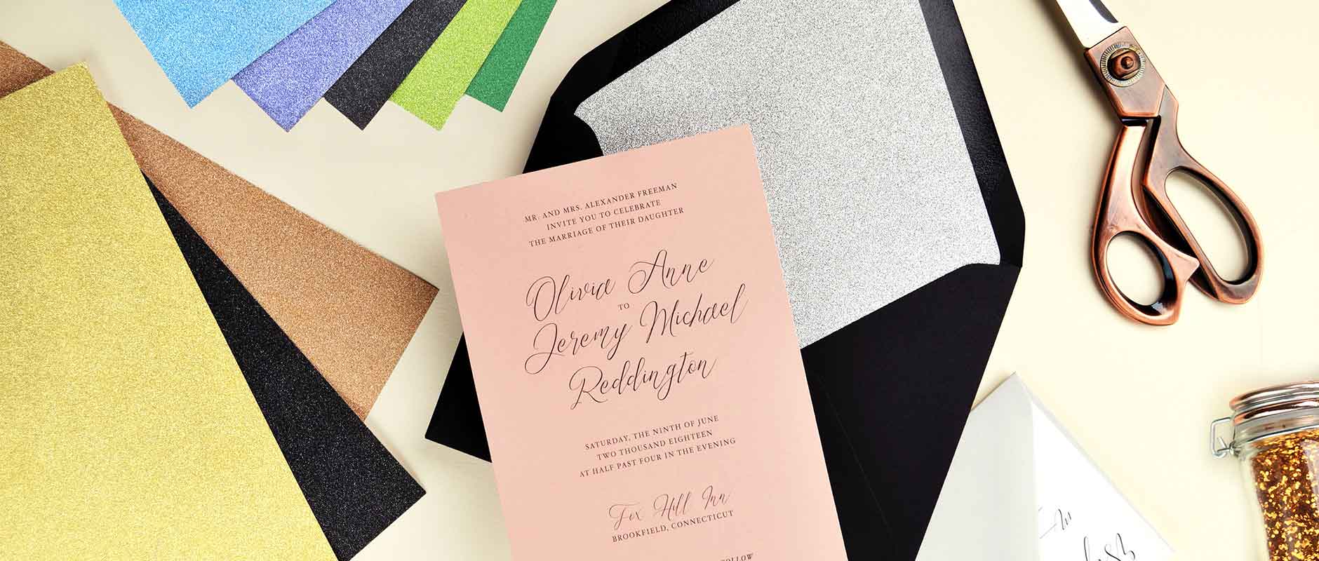 ADD ON ORDER Elegant Formal Navy Blue, Gold Glitter and Pink Blush Layered  Wedding Invitation, Envelope Liner, Rsvp & Inserts