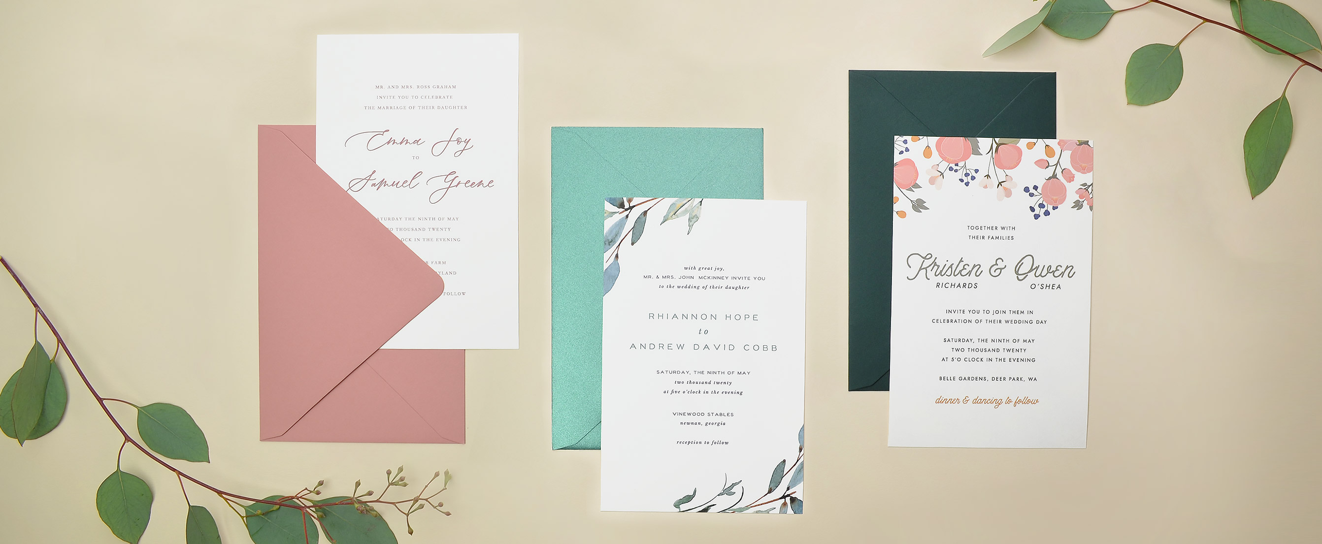 Bella vellum wedding invitation card SAMPLE with RSVP/wish card & envelope