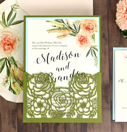 Laser Cut Flower Pocket Wedding Invitation Card Hotel Business Greeting Cards 