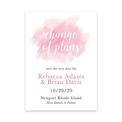 1 Sample Personalised Change The Date Invitation Cards Size A6