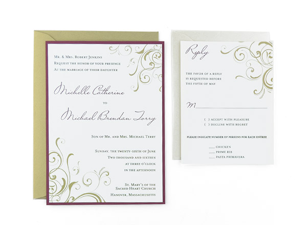 Lace Edge Tri-fold 5x7 Wedding Invitation Simple Pocket Envelope